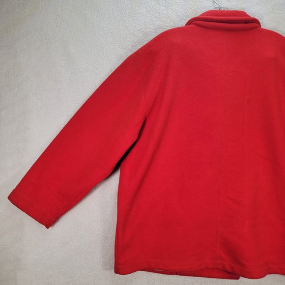 Liz Claiborne Liz Wear Red Collared Button Up Cozy Y2K Pea Coat - Picture 12 of 16